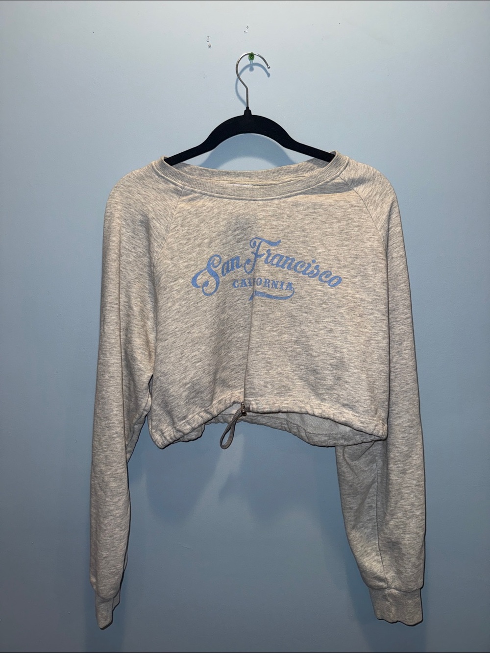 San Francisco Cropped Pull-On Sweatshirt - Light Gray